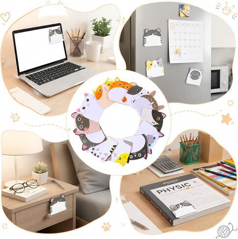 Cute Sticky Notes Animal Sticky Notes,12 Pads 360 Sheets Cat Kawaii Funny Self-Stick Cartoon Stickys Note Pad for Home,School and Office Gifts Tab Supplies in Saudi Arabia