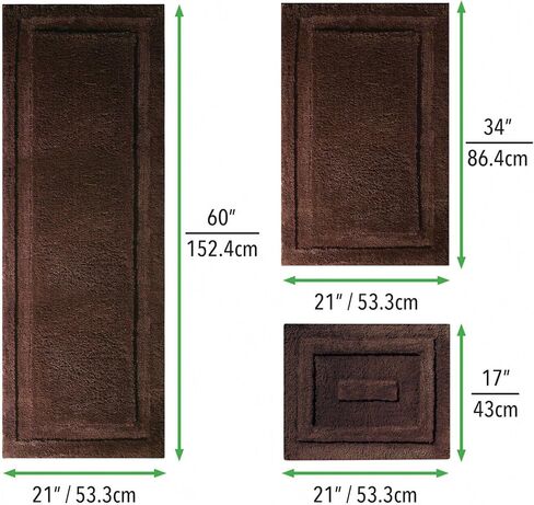 mDesign Microfiber Soft Polyester Bathroom Rugs for Indoor Bath, Tub, Shower Floor Water Absorbent, Machine Washable, Non-Slip Rectangular Bath Carpets Mats, Hydra Collection, 3 Pieces - Teal Blue in Saudi Arabia