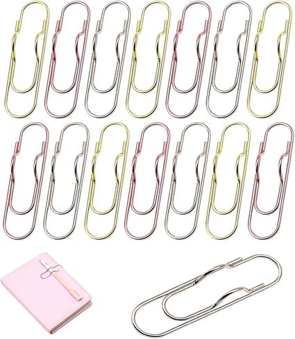 15 Pack Pen Holder for Notebook, 2 in 1 Metal Pen Clip and Paper Clip, Pen Loop Holder for Journal Planner, Office School Supplies, Mixed Colors Gold Silver Rose Gold in Saudi Arabia