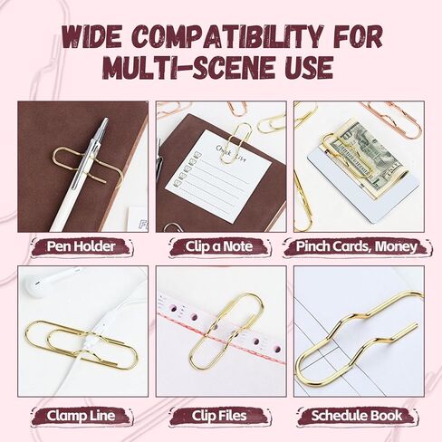 15 Pack Pen Holder for Notebook, 2 in 1 Metal Pen Clip and Paper Clip, Pen Loop Holder for Journal Planner, Office School Supplies, Mixed Colors Gold Silver Rose Gold in Saudi Arabia