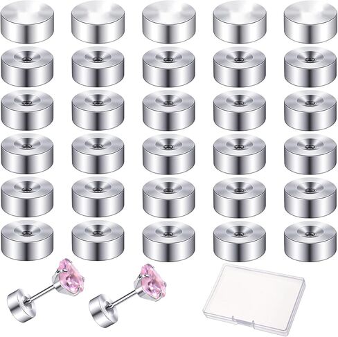 30 Pcs Flat Earrings Back Screw on Earrings Back for Stud Stainless Steel Flatbacks Replacement Flat Earring Backs for Stud Round Screw on Ear Ring Backs for Women Men Earring Studs in Kuwait