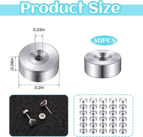 30 Pcs Flat Earrings Back Screw on Earrings Back for Stud Stainless Steel Flatbacks Replacement Flat Earring Backs for Stud Round Screw on Ear Ring Backs for Women Men Earring Studs in Kuwait