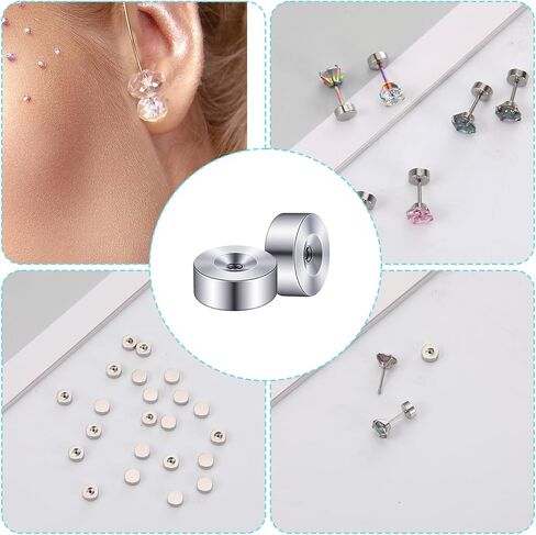 30 Pcs Flat Earrings Back Screw on Earrings Back for Stud Stainless Steel Flatbacks Replacement Flat Earring Backs for Stud Round Screw on Ear Ring Backs for Women Men Earring Studs in Kuwait