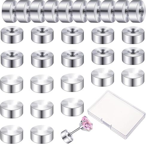 30 Pcs Flat Earrings Back Screw on Earrings Back for Stud Stainless Steel Flatbacks Replacement Flat Earring Backs for Stud Round Screw on Ear Ring Backs for Women Men Earring Studs in Kuwait