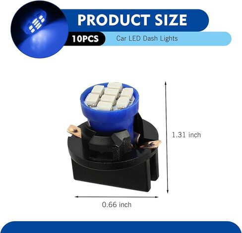 10 PCS T10 LED Dashboard Light Bulb, 194 168 High Brightness Sensitive Response 3020 8SMD Light with Twist Lock Plug, Plug and Play Waterproof Bulb, Indicator Light Set (Blue) in Kuwait