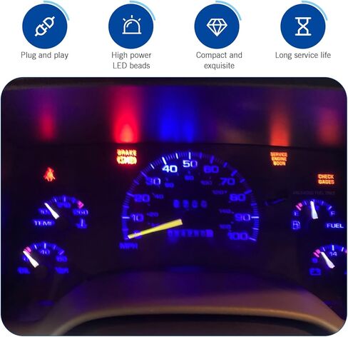 10 PCS T10 LED Dashboard Light Bulb, 194 168 High Brightness Sensitive Response 3020 8SMD Light with Twist Lock Plug, Plug and Play Waterproof Bulb, Indicator Light Set (Blue) in Kuwait