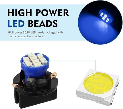 10 PCS T10 LED Dashboard Light Bulb, 194 168 High Brightness Sensitive Response 3020 8SMD Light with Twist Lock Plug, Plug and Play Waterproof Bulb, Indicator Light Set (Blue) in Kuwait