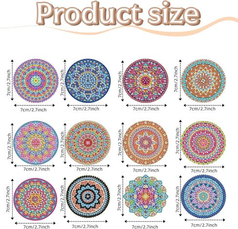 Flasunire 12 Pcs Acrylic Diamond Painting Magnets Kit for Adults - DIY Mandala Crafts with Self-Adhesive Magnets, Sparkling Diamond Art Stickers for Refrigerator, Office Locker, and Home Decoration in Saudi Arabia