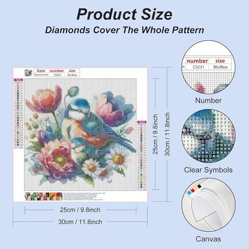 Acudotr Diamond Painting Kits for Adults, 5D DIY Bird Diamond Art Kits for Beginners, Full Drill Diamond Painting Kits for Home Wall Decor, 12x12 Inch in Kuwait