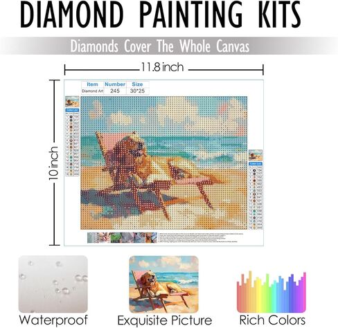RLTXBUK Coastal Beach Golden Retriever Diamond Art Kits, Gifts for Golden Retriever Lovers, Whimsical Dog Gem Diamond Painting Art Kits for Adults Kids Beginners, Beach House Decor 9.8x11.8 Inch in Kuwait