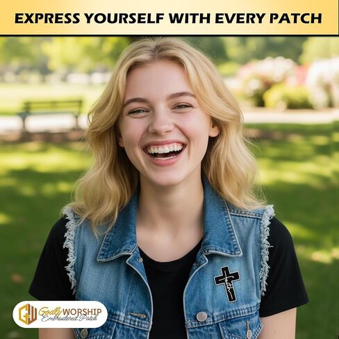 Cross Faith Embroidered Patch Christian Religious Embroidery Patches Motivational Prayer Bible Verse Scripture Sew On Iron On Patch for Clothes Backpacks Hats Jackets Gifts for Men Women 3x2.2 Inches in Kuwait