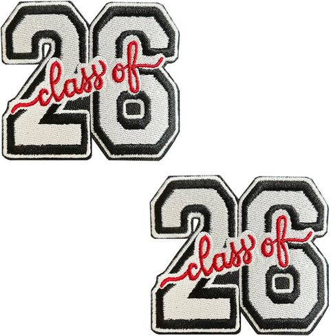 2 Pcs Class of 2026 Iron On Sew on Patches, 2026 Graduation Teachers Students Embroidered DIY Graduation Gift Appliques Patch for Clothes Backpacks School Bag Hats Jackets Jeans in Kuwait