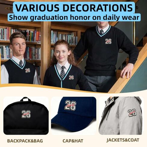 2 Pcs Class of 2026 Iron On Sew on Patches, 2026 Graduation Teachers Students Embroidered DIY Graduation Gift Appliques Patch for Clothes Backpacks School Bag Hats Jackets Jeans in Kuwait