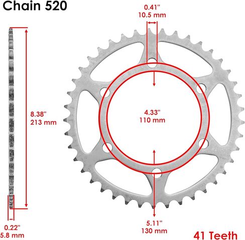 Caltric Rear Wheel Chain Sprocket Compatible with Kawasaki 400 Ninja EX400 2018-2023 41Teeth in Kuwait