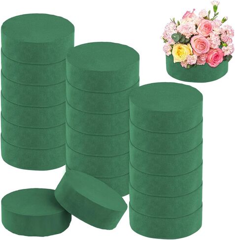HAKZEON 20 PCS Round Floral Foam Blocks 4.7 Inch, Green Wet Dry Flower Foam for Artificial and Fresh Flower Arrangements Craft in Kuwait