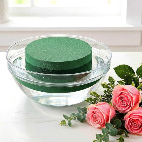 HAKZEON 20 PCS Round Floral Foam Blocks 4.7 Inch, Green Wet Dry Flower Foam for Artificial and Fresh Flower Arrangements Craft in Kuwait