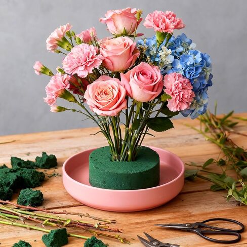 HAKZEON 20 PCS Round Floral Foam Blocks 4.7 Inch, Green Wet Dry Flower Foam for Artificial and Fresh Flower Arrangements Craft in Kuwait