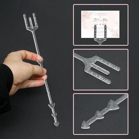 Corfrago 25PCS Floral Picks Card Holder Stick, Flower Card Holder Sticks for Bouquet Arrangement, Picture Pick Flower Place Straight Head Clips for Wedding, Party, Centerpieces Decoration(9.4", Clear) in Kuwait