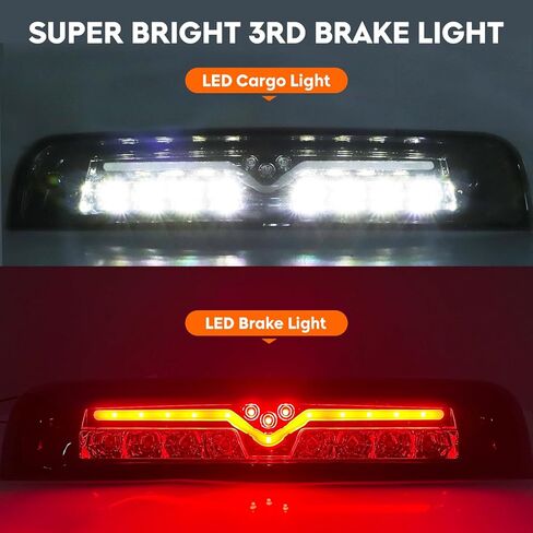Tresound LED Tail Light + 3rd Brake Cargo Light for Dodge Ram 1500 2013-2018, for Ram 2500 & 3500 2014-2018, for 2019-2024 RAM 1500 Classic [Only fit Factory LED Model] Chrome Housing Smoked Lens in Kuwait