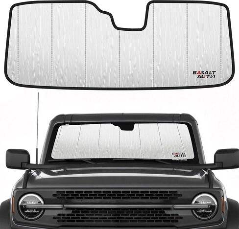 2021-2025 Bronco Windshield Sun Shade Compatible for 2021-2025 Ford Bronco (Does Not Fit Bronco Sport) Reflective Foldable Front Sun Visor Sunshade Protector with Storage Bag Keep Interior Cool in Saudi Arabia