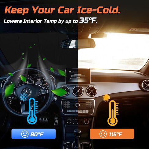 2021-2025 Bronco Windshield Sun Shade Compatible for 2021-2025 Ford Bronco (Does Not Fit Bronco Sport) Reflective Foldable Front Sun Visor Sunshade Protector with Storage Bag Keep Interior Cool in Saudi Arabia