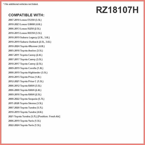 Febreze Odor Control HEPA Cabin Air Filter by PUREFLOW RZ18107H Fits 2009-2019 Toyota Corolla 1.8L, Highlander 2.7L; 2009-2018 RAV4 2.5L; 2010-2017 Camry 2.5L; 2008-2019 Highlander 3.5L in Kuwait