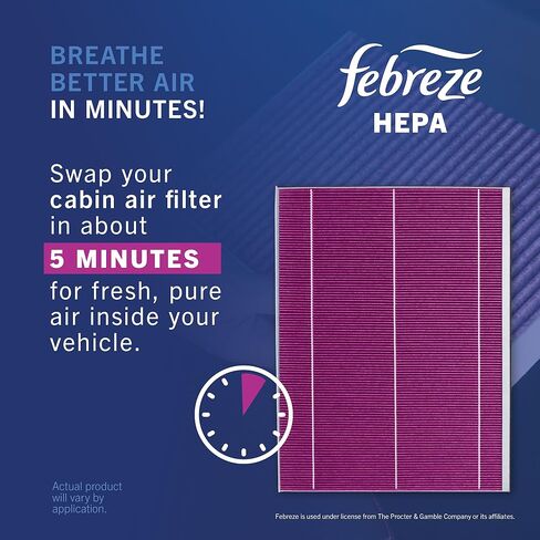 Febreze Odor Control HEPA Cabin Air Filter by PUREFLOW RZ18107H Fits 2009-2019 Toyota Corolla 1.8L, Highlander 2.7L; 2009-2018 RAV4 2.5L; 2010-2017 Camry 2.5L; 2008-2019 Highlander 3.5L in Kuwait