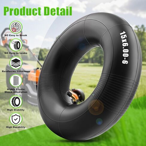 15×6.00-6 Inner Tubes with Bent Valve Stem, Heavy Duty Replacement Tire Tubes Universal Fit for Lawn Mowers, Yard Tractors, ATVs, Wheelbarrows, Go Karts, Golf Carts, Hand Trucks (2-Pack) in Saudi Arabia