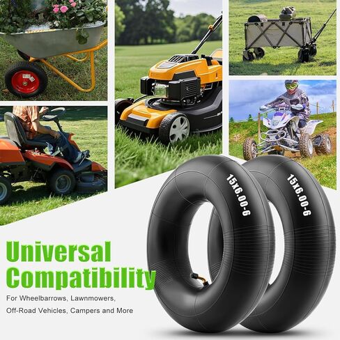 15×6.00-6 Inner Tubes with Bent Valve Stem, Heavy Duty Replacement Tire Tubes Universal Fit for Lawn Mowers, Yard Tractors, ATVs, Wheelbarrows, Go Karts, Golf Carts, Hand Trucks (2-Pack) in Saudi Arabia