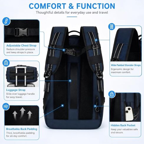 Vacuum Seal Travel Backpack，70L Expandable Carry On Backpack TSA Lock with Vacuum System, Large Capacity for Check-in, Men Women Airline Business Overnight (L-Blue) in Saudi Arabia