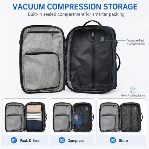 Vacuum Seal Travel Backpack，70L Expandable Carry On Backpack TSA Lock with Vacuum System, Large Capacity for Check-in, Men Women Airline Business Overnight (L-Blue) in Saudi Arabia