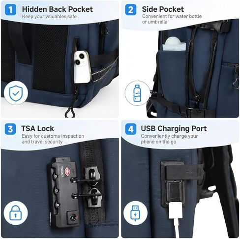 Vacuum Seal Travel Backpack，70L Expandable Carry On Backpack TSA Lock with Vacuum System, Large Capacity for Check-in, Men Women Airline Business Overnight (L-Blue) in Saudi Arabia