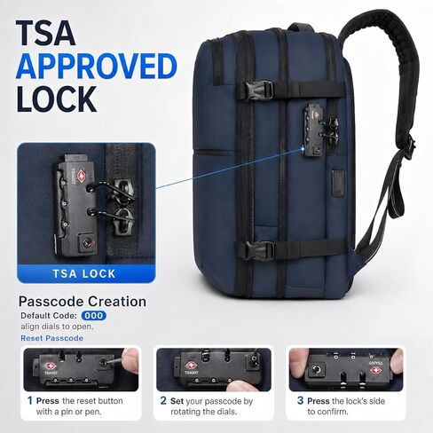 Vacuum Seal Travel Backpack，70L Expandable Carry On Backpack TSA Lock with Vacuum System, Large Capacity for Check-in, Men Women Airline Business Overnight (L-Blue) in Saudi Arabia