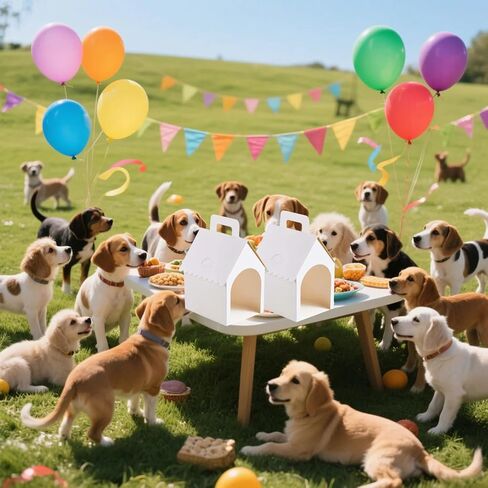 30 Pcs Dog House Party Favor Boxes, White Dog House Shaped Treat Gift Boxes with Handle for Back to School Parties, Pet Birthday, School Events, DIY Crafting, Puppy Pet Adoption in Saudi Arabia