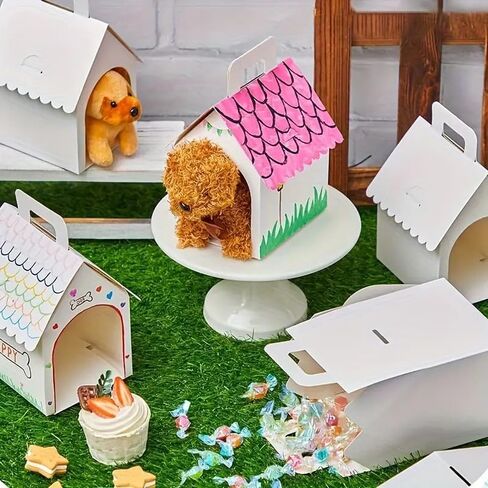 30 Pcs Dog House Party Favor Boxes, White Dog House Shaped Treat Gift Boxes with Handle for Back to School Parties, Pet Birthday, School Events, DIY Crafting, Puppy Pet Adoption in Saudi Arabia