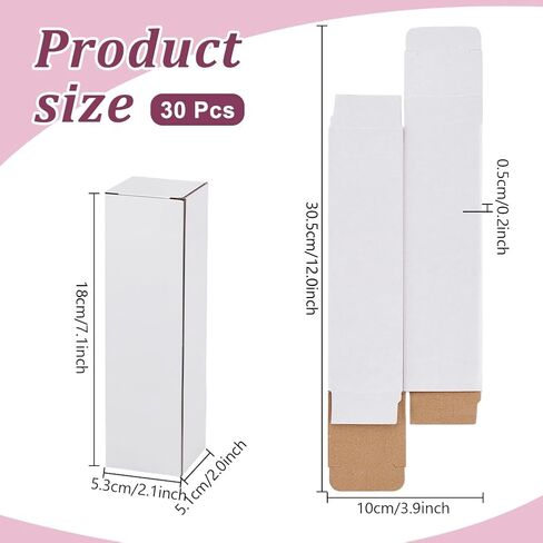 PH PandaHall 30pcs White Gift Box 2x2x7 inch Small Paperboard Gift Box Rectangle Box with Lids for Crafts Perfume Packaging Boxes for Candle Bottles Wrapping Organizer in Kuwait