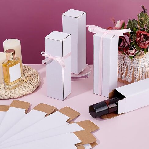 PH PandaHall 30pcs White Gift Box 2x2x7 inch Small Paperboard Gift Box Rectangle Box with Lids for Crafts Perfume Packaging Boxes for Candle Bottles Wrapping Organizer in Kuwait