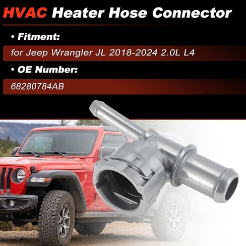 68280784AB Heater Hose Joint Connctor for Jeep Wrangler JL 2018-2024 2.0L L4 HVAC Heater Hose Tee Connector t Fitting Aluminum Alloy Heater Supply Pipe Tube Joint-Heat Water Pipe in Kuwait