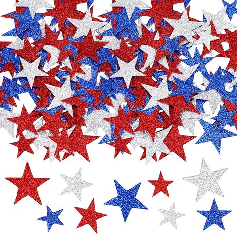 300Pcs Patriotic Foam Star Stickers, Red Blue Silver Stars Self-Adhesive Stickers, Glitter Star Shaped Foam Sticker for 4th of July Party Decor Scrapbooks Greeting Cards Arts Craft DIY Supplies in Saudi Arabia