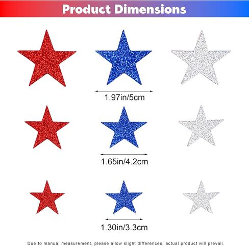 300Pcs Patriotic Foam Star Stickers, Red Blue Silver Stars Self-Adhesive Stickers, Glitter Star Shaped Foam Sticker for 4th of July Party Decor Scrapbooks Greeting Cards Arts Craft DIY Supplies in Saudi Arabia