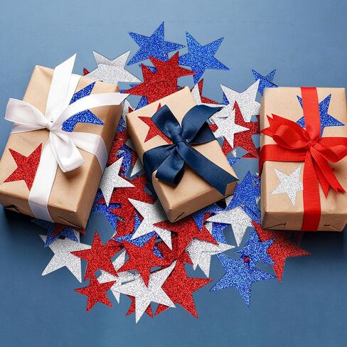 300Pcs Patriotic Foam Star Stickers, Red Blue Silver Stars Self-Adhesive Stickers, Glitter Star Shaped Foam Sticker for 4th of July Party Decor Scrapbooks Greeting Cards Arts Craft DIY Supplies in Saudi Arabia