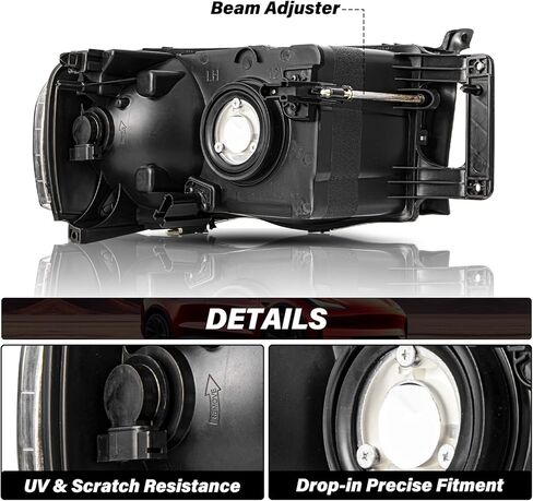 BRYGHT Headlight Assembly Fit for 2002-2005 Dodge Ram 1500 Pickup and 2003-2005 Dodge Ram 2500/3500 Pickup Passenger and Driver Side Halogen Replacement OE Headlamp Black Housing & Amber Reflector in Saudi Arabia