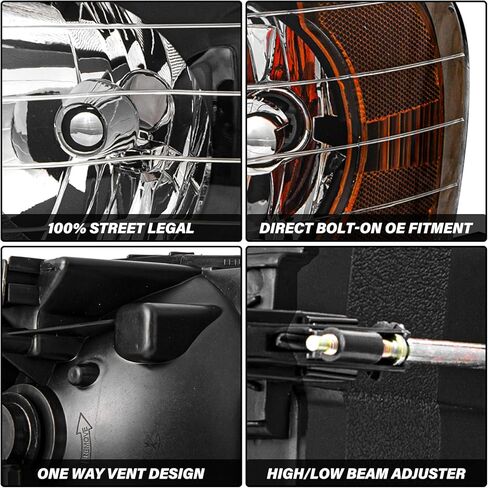 BRYGHT Headlight Assembly Fit for 2002-2005 Dodge Ram 1500 Pickup and 2003-2005 Dodge Ram 2500/3500 Pickup Passenger and Driver Side Halogen Replacement OE Headlamp Black Housing & Amber Reflector in Saudi Arabia