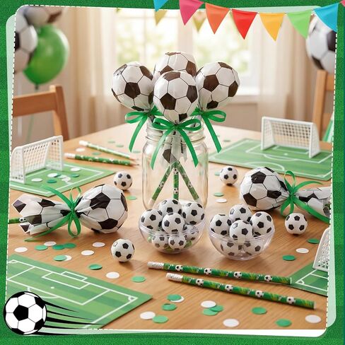 Seenelling 12 Pack Soccer Party Favors Bulk for Kids Toys Lollipop Stationery Set Contains Soccer Beach Balls Stress Balls Pencils for Kid Birthday Gift Classroom Prizes Set Goodie Bag Fillers in Kuwait