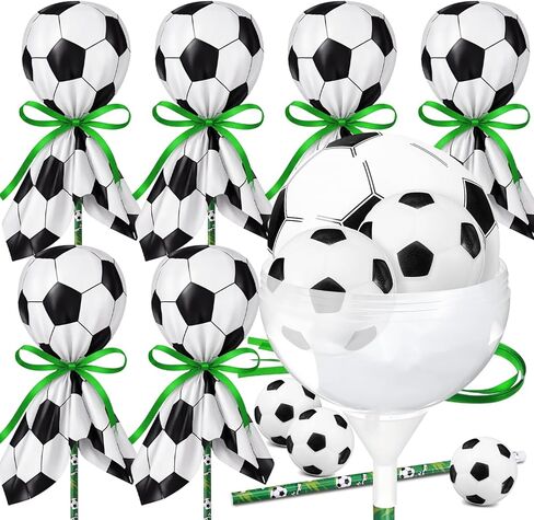 Seenelling 12 Pack Soccer Party Favors Bulk for Kids Toys Lollipop Stationery Set Contains Soccer Beach Balls Stress Balls Pencils for Kid Birthday Gift Classroom Prizes Set Goodie Bag Fillers in Kuwait