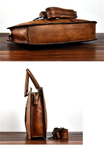 Vintage Genuine Leather Men's Briefcase Business Laptop Handbag Office Shoulder Messenger Bags in Saudi Arabia