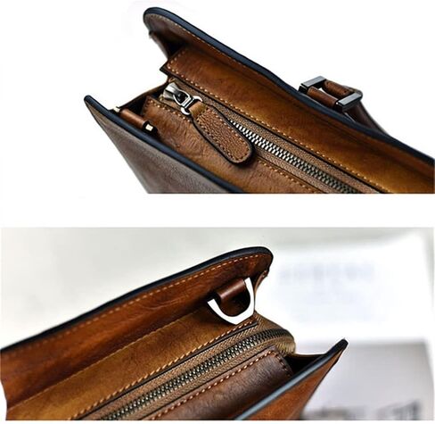 Vintage Genuine Leather Men's Briefcase Business Laptop Handbag Office Shoulder Messenger Bags in Saudi Arabia