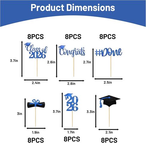 48PCS Graduation Cupcake Toppers 2026 Set, Graduation Decorations 2026 for Parties, Set of Graduation Cupcake Picks with Grad Themes, Ideal for Graduation Cake Topper in Saudi Arabia