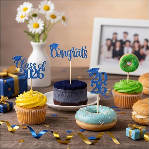 48PCS Graduation Cupcake Toppers 2026 Set, Graduation Decorations 2026 for Parties, Set of Graduation Cupcake Picks with Grad Themes, Ideal for Graduation Cake Topper in Saudi Arabia