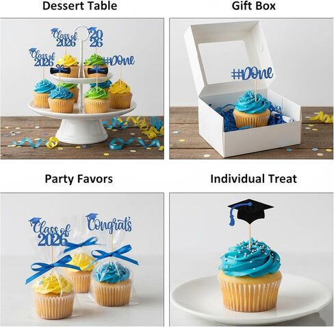 48PCS Graduation Cupcake Toppers 2026 Set, Graduation Decorations 2026 for Parties, Set of Graduation Cupcake Picks with Grad Themes, Ideal for Graduation Cake Topper in Saudi Arabia